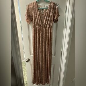 Baltic Born Sequin Maxi Dress in Rose Gold